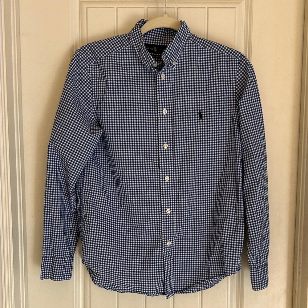 Ralph Lauren Blue Label Kids Blue Checkered Button Down Shirt